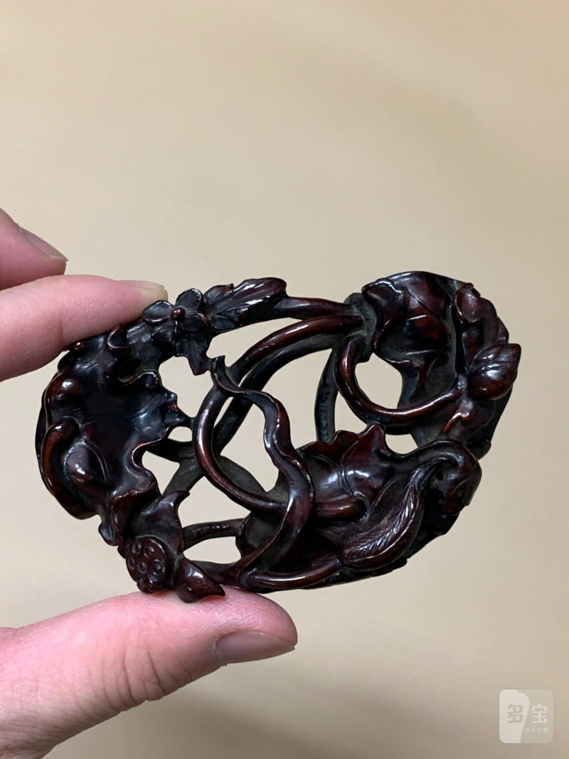 清 白玉荷花鸳鸯如意摆件 - 图8